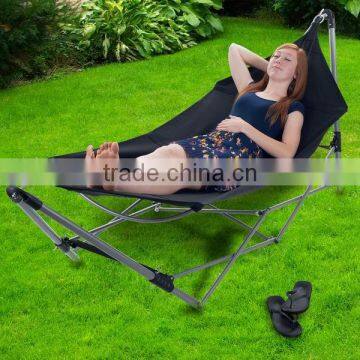 Black color light weight folding portable hammock with stand / with carry bag