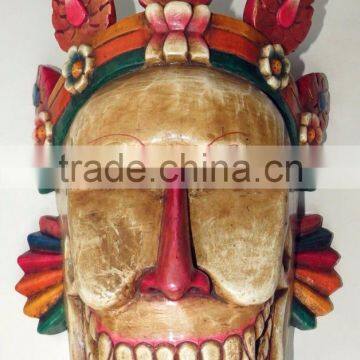 Hand Crafted Wooden Mask of Tribal Face Wall Hanging Made In Nepal photo-2