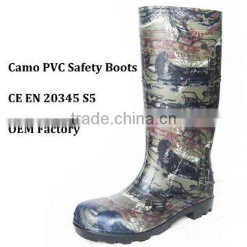 Camo Steel Toe And Sole PVC Safety Rain Boots photo-3