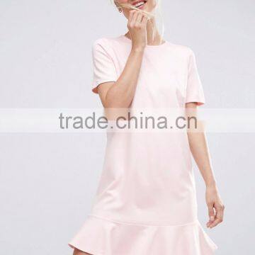 women's short sleeve Ruffle Hem Shift Dress