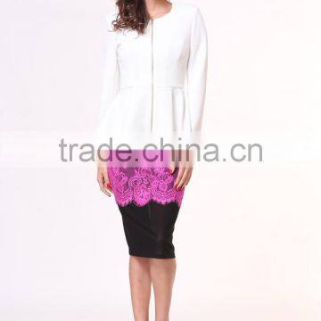 New Design Lady Solid Color Long Sleeve Peplum Blazer for Women photo-2