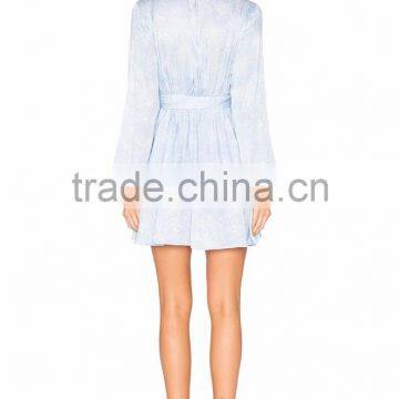 Silk Feeling Printed Wrap Dress Sexy V Neck Self Portrait Dress photo-3