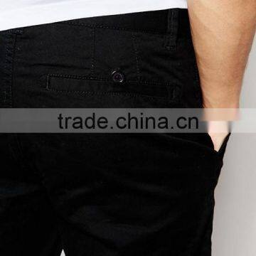 High Quality Custom Two Back Pocket Men's Black Slim Fit 97% Cotton 3% Elastane Stretch Twill Concealed Fly Casual Hot Shorts photo-3