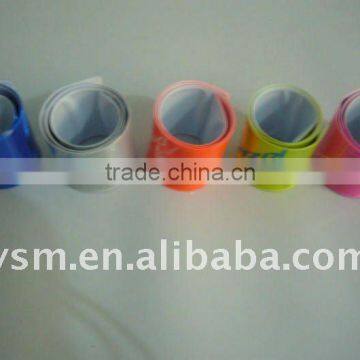 Promotional reflective plastic slap wrap/armband/snap band