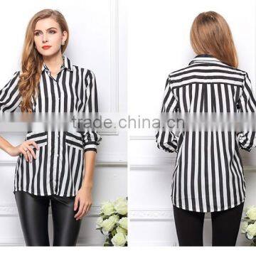 Newest Best Summer Designs Elegant Blouses for Lady Fashion Shirt Blouses for Women Stripe Fashion Blouses 2015 photo-2