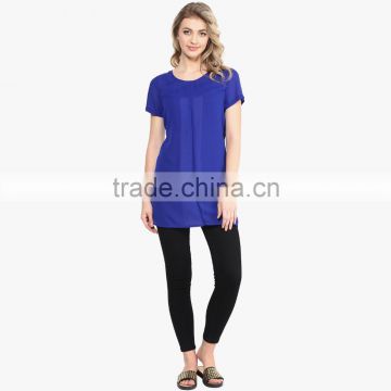 Blue Short Sleeve Tops Maternity Dresses for Office Lady photo-2