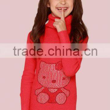 Kids pullover knitwear with paillettes long pattern sweater