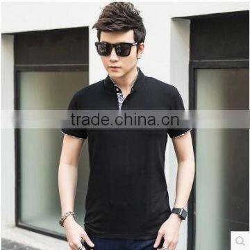 2017 Summer Men's Short Sleeve T-shirt Collar Pure Color Button Half Sleeve Cotton Contracted Cultivate One's Morality Type Mini photo-4