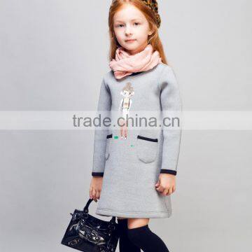 COOL KID ZONE 2016 kids girls autumn dresses casual Pullovers dress long sleeve long girl dress