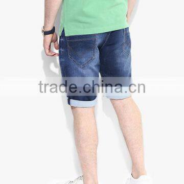 Man Rolled Design Washed Denim Shorts Men Regular Rise Jeans Shorts photo-2
