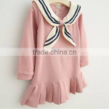 Custom Wholesale Cute Baby Girl Navy Style Children/baby Long Sleeve Half Dress photo-2