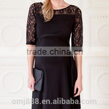 maternity wear women black lace swing dress