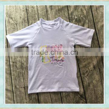 wholesale children's boutique cloth Easter boy shirt children wear Jesus embroidered cotton t shirt tiny custom shirt