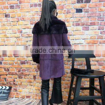 Mink coat stitching one female in long leather fur coat