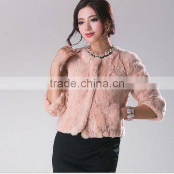 Rabbit fur splicing fur coat cultivate one's morality show thin female brief 7 minutes of sleeve on sale