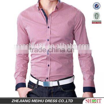 New arrival 2016 micro check slim fit casual shirts for men