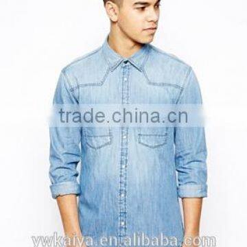 2014 brand fancy new design USA flag denim men shirt