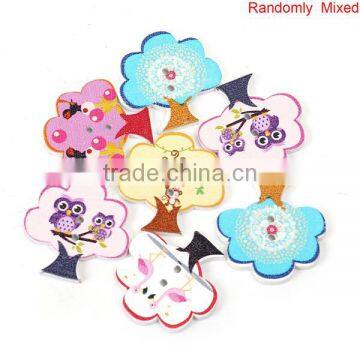 Scrapbooking 2 Holes Tree At Random Wood Sewing Buttons photo-3