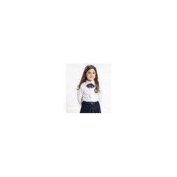 Cute baby girl Cotton School Uniforms Blouse with long sleeve , white