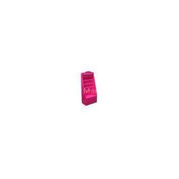 Rose Red Matte Lamination Cardboard Hook Display Five Rows , Retail Display Stand