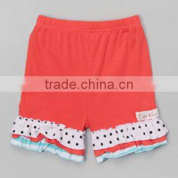 Popular fashion summer short pants boutique cheap ruffle girls summer cotton pants