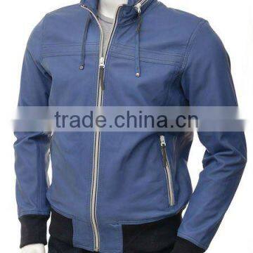 Mens Leather Golf Jacket in Blue