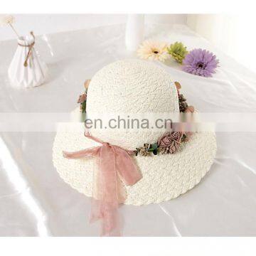 Bowknot Garland Straw Hat Beach Sun Hat Garden Fisherman Hat