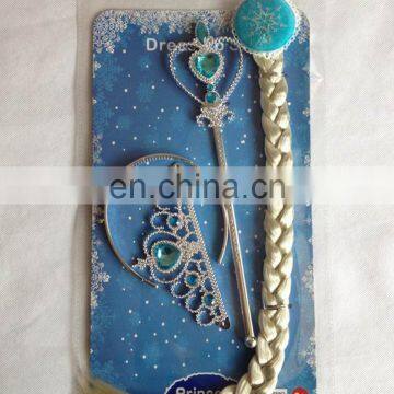 PAS-0763 Girls Party Cosplay Tiara Set Princess Elsa & Anna Tiara Wand and Wigs