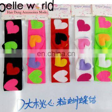 lovely heart decoration bows polyester headband for children