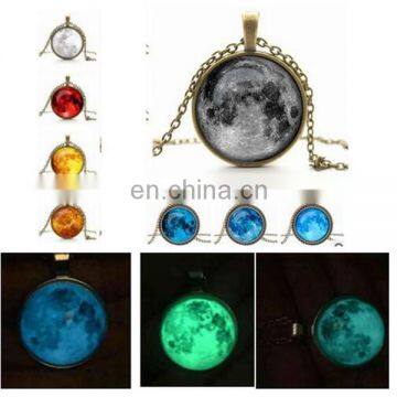 Full Moon Mysterious Star Gemstone Energy Glow In The Dark Luminous Pendant Necklace