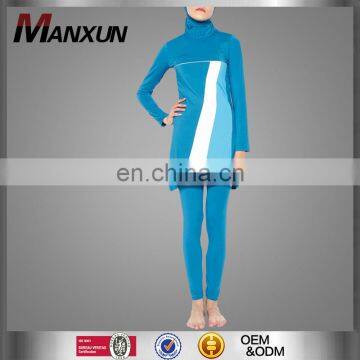 Modern Full Covered Muslim Women Swimwear Confortable Cheap Swim Suit Blue Muslim Maternity Clothing