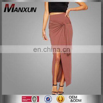 Alibaba Hotsale New Summer 2016 Maxi Skirt with Twist Knot Sexy High Waist Wrap Style Knot Skirt