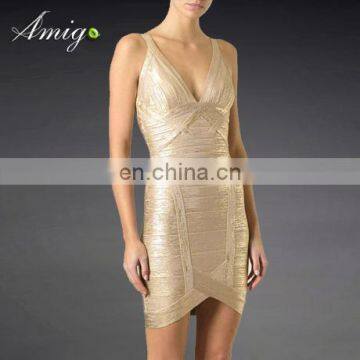 Fashion high quality thin women golden bling bling strapless skirt dresses