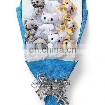 China factory suppliers plush animal toys kitten bouquet