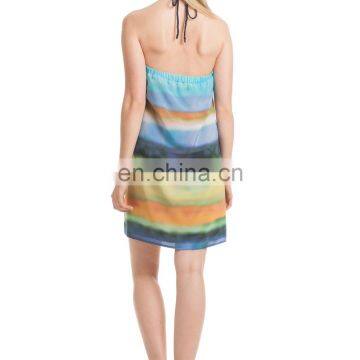 Customized Rainbow Design Beach Dress Digital Printed Sarong for Beach Wear photo-2