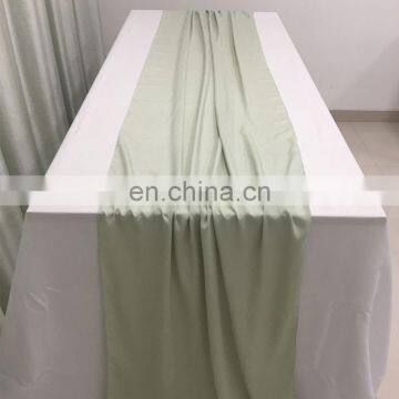 TR041#102 Silk Crepe de Chine Fabric Green Table Runner Wedding photo-2