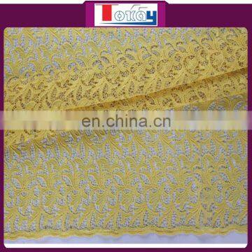 high quality yellow fabric cord lace for fashion one piece dress