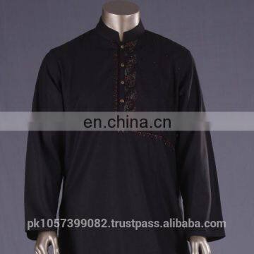 high quality mens plain kurtas with leather sleeves