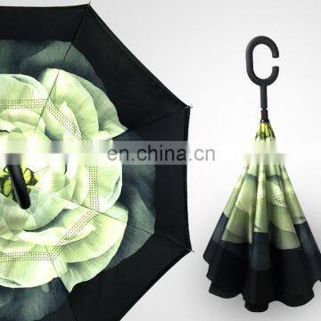 Sale online AUTO OPEN high quality double layers windproof Upside Down umbrella reversed umbrella