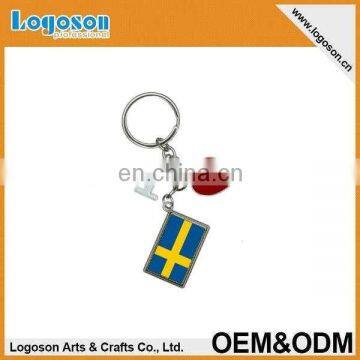 2016 popular souvenirs custom design flag of Sweden I heart love keychain