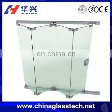 CE approved reflective glass size customized Tempered Waterproof Glass Accordion Doors Bathroom