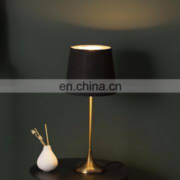 High Quality Modern Luxury Design Hotel Home Decor Black Linen Lampshade Metal Table Lamp for Bedroom photo-3