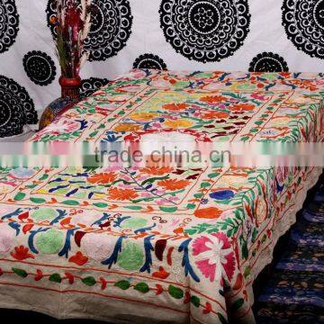 Indian Suzani Modern Flower Tapestry Decorative Throws Ethnic Art Suzani Bedspread photo-3
