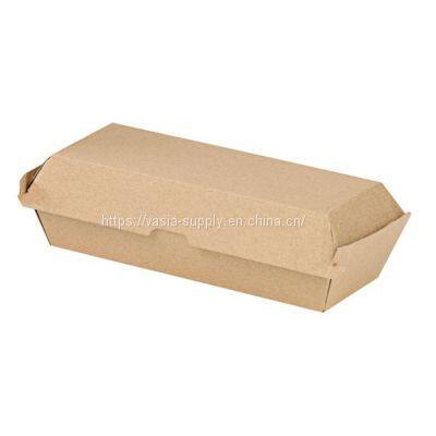 Kraft rectangle paper hot dog boxes kraft corrugated hot dog clamshell