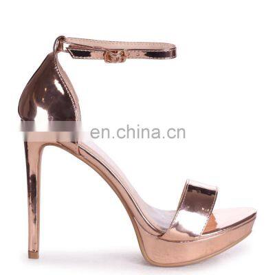 Rose gold mirror ladies barely there stiletto platform heels women sandals shoes