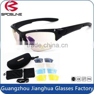 2015 New men women uv400 sport sunglasses outdoor cycling eyewear with 5 spare lens EVA box