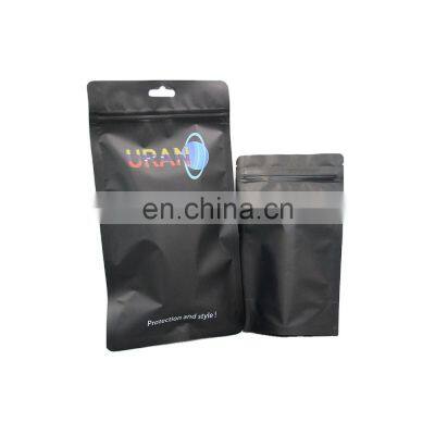 Wholesale aluminium foil pe flexible  black matte mylar bags zipper lock packaging bags/poly doypack 3 side seal zipper bag