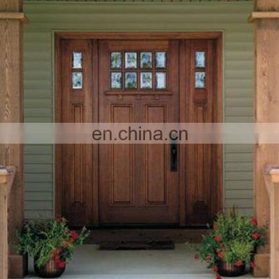 Antique Prehung Fiberglass Exterior Wooden Front Door With Windows Double Entry Doors for Sale photo-4