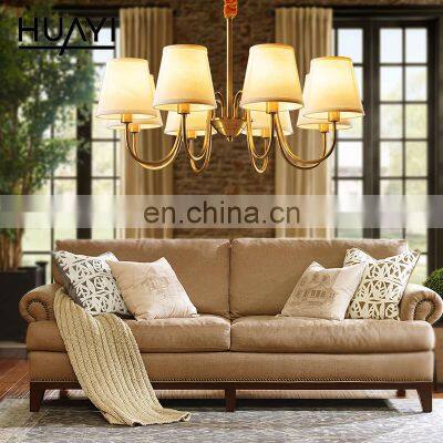 Huayi Hot Sales Copper Classic American Country Style Luxury Living Room Restaurant More Bulbs Pendant Light