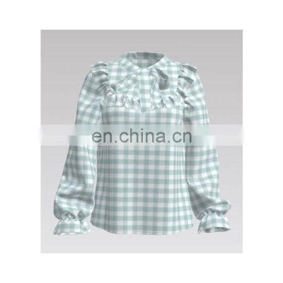 Fashion green check Super Comfort  Hot Sale 100%C DOUBLE LAYER FABRIC for shirt & baby clothes & home dress